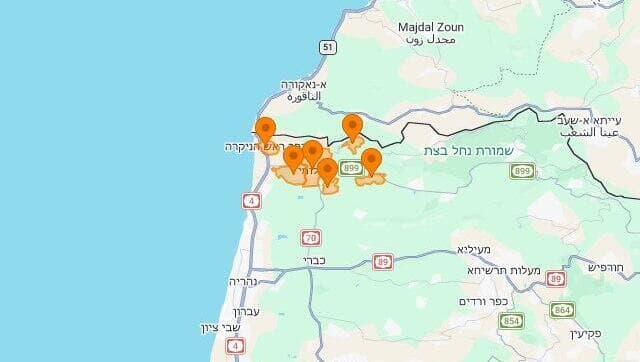 מפת אזורי האזעקות