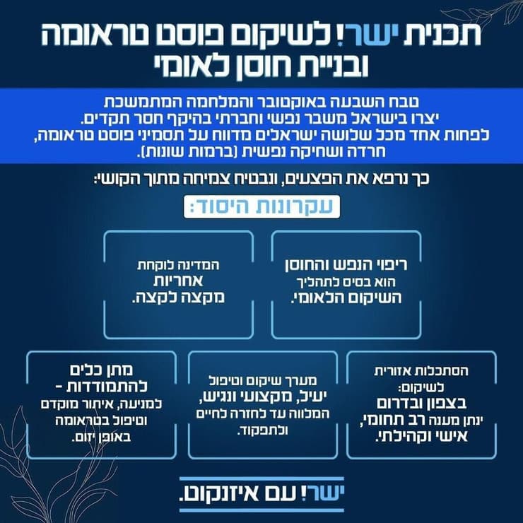 תוכנית מפלגת ישר לשיקום פוסט טראומה ובניית חוסן לאומי