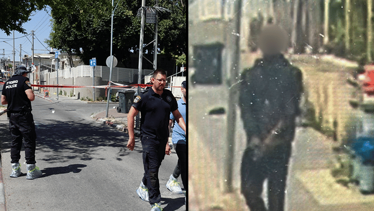 החשוד וזירת הירי ( צילום: שאול גולן) החשוד באירוע הירי ברמלה