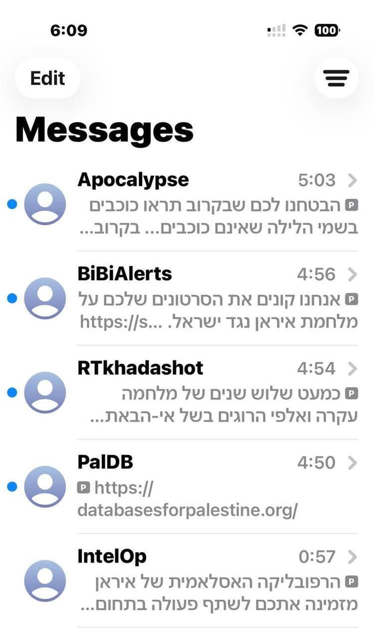 כך נראית הודעת הפחדה איראנית בטלפון שלכם (צילום מסך ) כך נראית הודעת הפחדה איראנית בטלפון שלכם