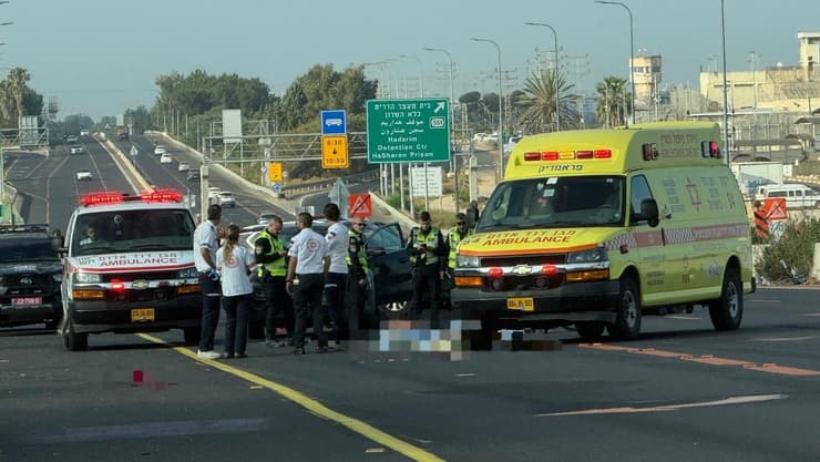 זירת התאונה בכביש 4 (צילום: תיעוד מבצעי מד"א) זירת התאונה בכביש 4