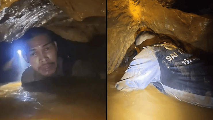 תיעוד מתוך המערה המוצפת. "נאלצים לזחול בין סלעים חדים" מאמצי חילוץ לכודים ב מערה מוצפת ב לאוס