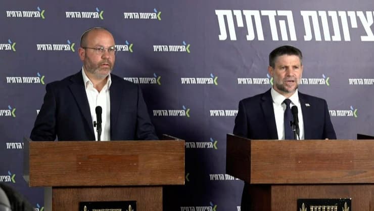 בצלאל סמוטריץ' במסיבת העיתונאים בצלאל סמוטריץ' במסיבת העיתונאים