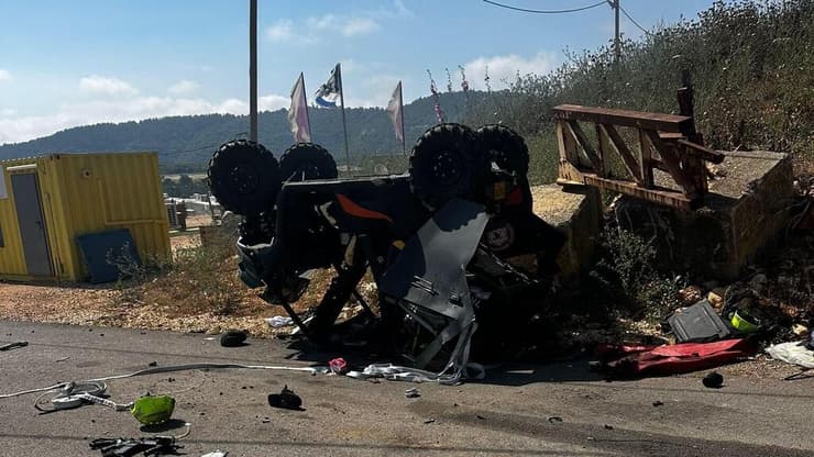 רכב של כיתת כוננות ביישוב גורן שנפגע מרחפן פגיעת רחפן בגורן