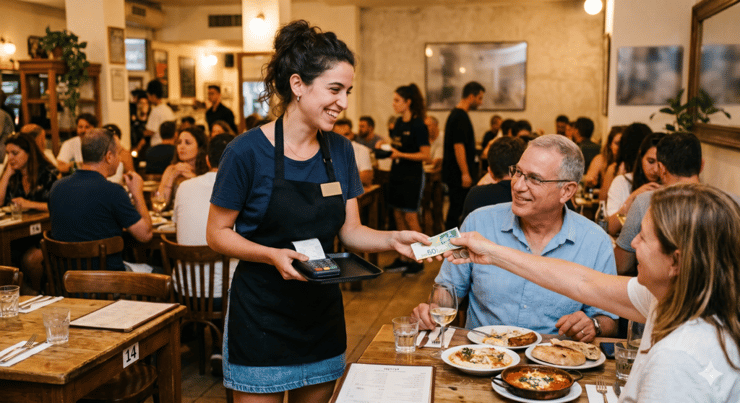 טיפ למלצרית (נוצר באמצעות AI) טיפ למלצרית