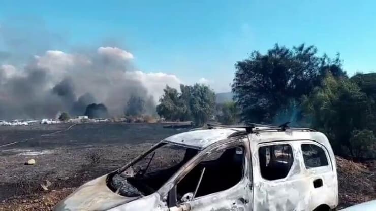 צילום: דוברות כבאות והצלה שריפה בשטח פתוח סמוך לבית שאן