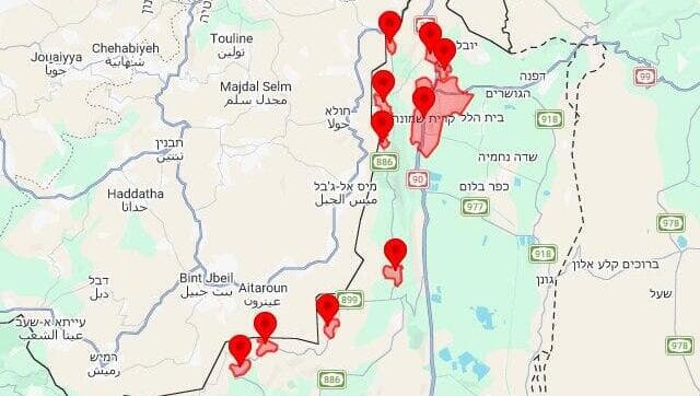 מפת אזורי האזעקות