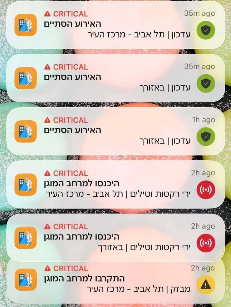 כך זה אמור להיראות רצף התרעות