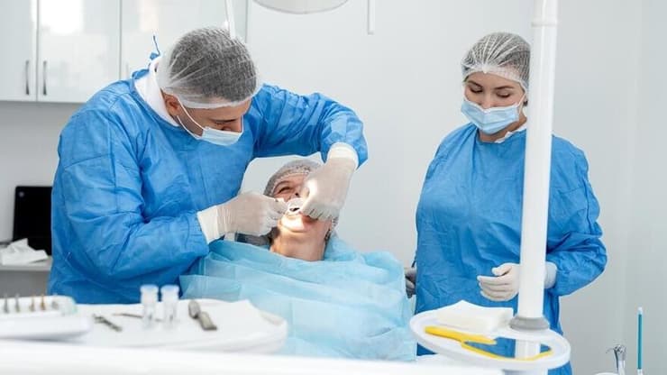 מחלות חניכיים נפוצות בהרבה ביישובים בדירוג סוציו-אקונומי נמוך. אילוסטרציה (צילום: shutterstock) אישה מבוגרת אצל רופא שיניים