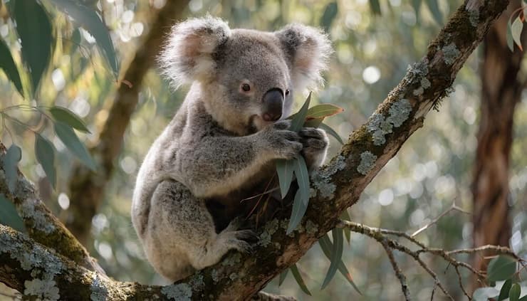 קואלה מנשנשת עלי אקליפטוס (צילום: sasiherath/Shutterstock) קואלה מנשנשת עלי אקליפטוס
