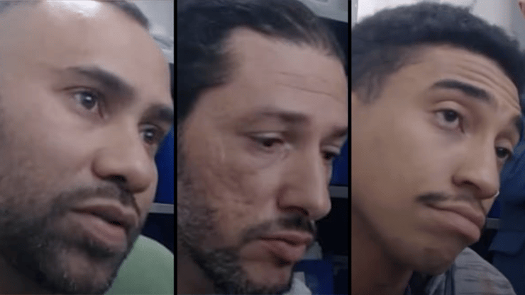שלושת העצורים, משמאל לימין: אגורוף, סינטרה וגוסלבס ברזיל מדריכי בנג'' שהשליכו צעירה בלי לקשור לחבל, משמאל לימין אגורוף סינטרה גונסלבס