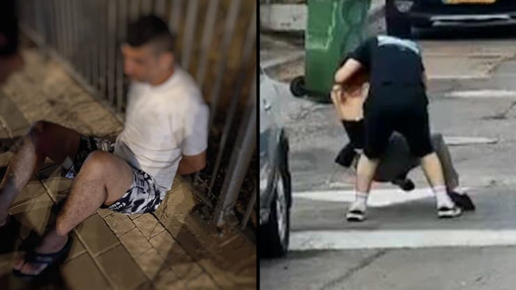 החשוד והתקיפה (צילום: דוברות המשטרה) מעצר החשוד