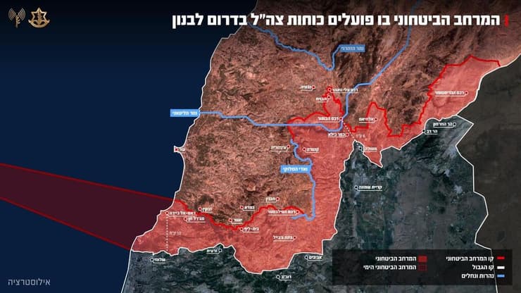 מרחב ביטחוני דרום לבנון מפה מפת כוחות צה"ל (צילום: דובר צה"ל) מרחב ביטחוני דרום לבנון מפה מפת כוחות צה"ל