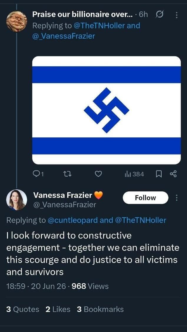 התכתבות של נציגת המזכ"ל, ונסה פרייזר עם חשבון שהפיץ תוכן אנטישמי