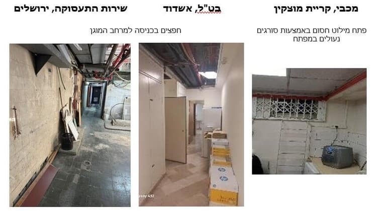 דוגמאות לליקויים שנמצאו בביקורת הפתע במרחבים מוגנים