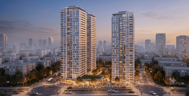 הדמיית פרויקט פינוי בינוי בלוד של חברת קרדן (הדמיה: רן בלנדר אדריכלים) הדמיית פרויקט פינוי בינוי בלוד של חברת קרדן