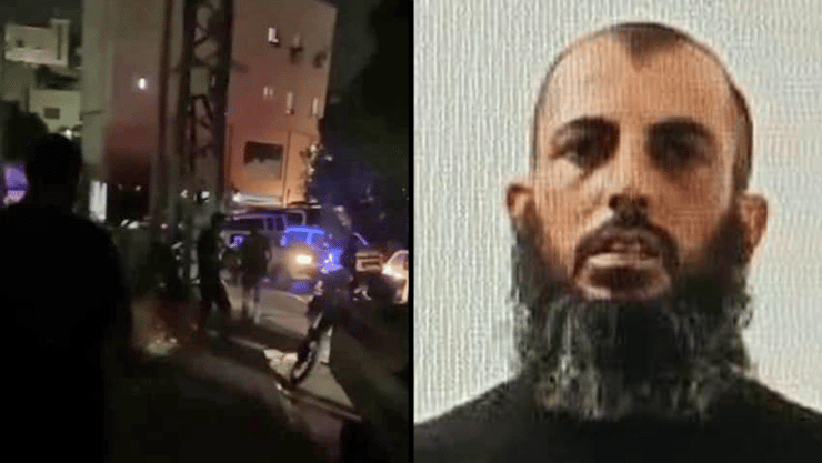 החשוד בירי, והכוחות בשפרעם (צילום: דוברות המשטרה ) חשוד בירי בשפרעם
