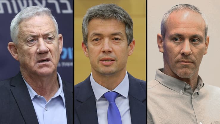 חילי טרופר, יועז הנדל ובני גנץ (צילום: עוז מועלם, אלכס קולומויסקי) חילי טרופר יועז הנדל בני גנץ