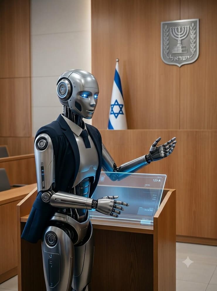 עורך דין רובוטי (הדמיה: נוצר באמצעות ג'מיני) עורך דין רובוטי