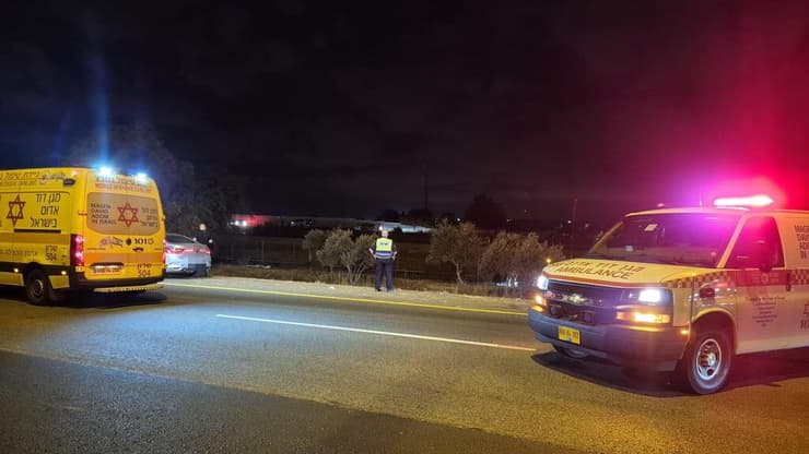 "הועפה מחוץ לרכב ונפלה לוואדי". זירת התאונה (צילום: תיעוד מבצעי מד"א) כביש 6 תאונה טייבה