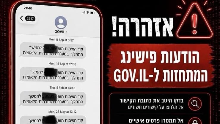 מערך הסייבר הלאומי ומערך הדיגיטל הלאומי מזהירים מפני הודעת דיוג המתחזה
