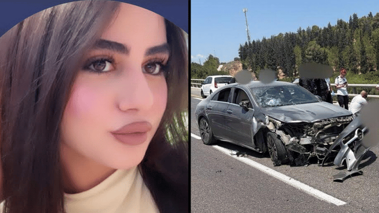 ההרוגה האג'ר נאסר כבהא וזירת התאונה (צילום: תיעוד מבצעי מד"א ) ההרוגה מכביש 65 וזירת התאונה