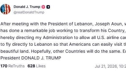 הציוץ של טראמפ אחרי הפגישה ההיסטורית (צילום: מתוך Truth) הציוץ של טראמפ אחרי הפגישה ההיסטורית