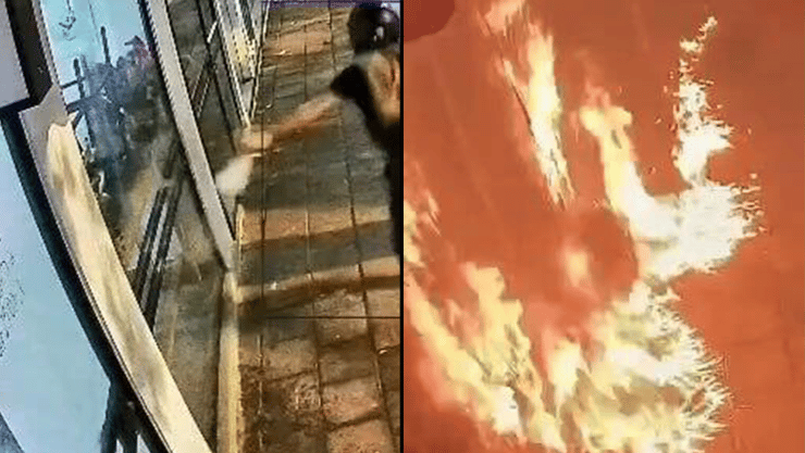 ההצתה בתחילת החודש (צילום: דוברות עיריית ר״ג) תיעוד מהצתת בית הקפה ברמת גן