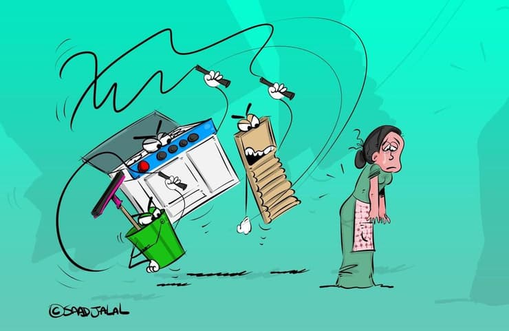 "לפני שמדברים על פוליטיקה, אנחנו חייבים להיות בני אדם" (איור: סעד ג'לאל) קריקטורה של סעד ג'לאל