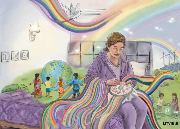 "האישה שרוקמת חלומות", מתוך התערוכה "איור נאור"