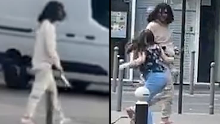 תיעוד לכאורה של מתקפה דקירה ב פריז צרפת
