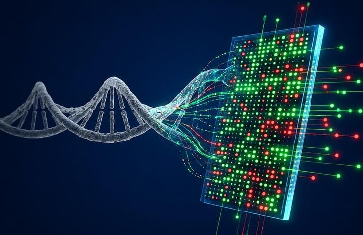 במקום לרצף את ה-DNA, השיטה קוראת את "טביעת האצבע" הכימית שלו באמצעות אור (צילום/גרפיקה: אוניברסיטת תל אביב) מחקר אוניברסיטת תל אביב