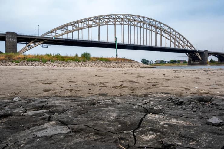 התייבשות נהר הלק בהולנד (צילום: Patrick Post/AP) התייבשות נהר הלק בהולנד
