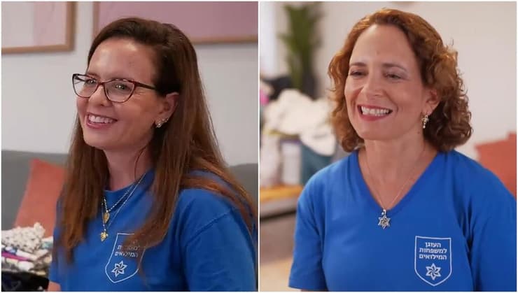 "המילואימניקים מתנדבים למען כולנו, ואנחנו שם למענם". רחל עזריה, מנכ"לית ומייסדת "העוגן למשפחות המילואים" ולירית מטלון, מתנדבת בעמותה (צילום: ירון שרון) צו קיפול - סנו