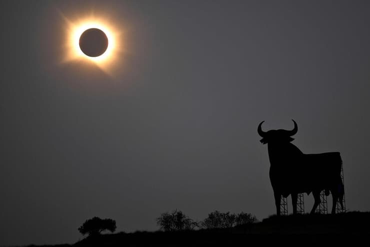 ליקוי החמה המלא בשמי ספרד (צילום: Ander Gillenea/AFP) ליקוי החמה המלא בשמי ספרד