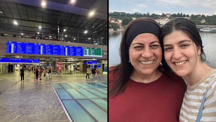 מלי וליאל יהלומי, ותחנת הרכבת שבסמוך לה אותר הטלפון שלהן לאחרונה (צילום: מתוך עמוד הפייסבוק של שגרירות ישראל בווינה, זאב אברהמי ) תחנת הרכבת בה היה האיכון האחרון של מלי וליאל