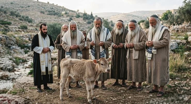 טקס עגלה ערופה. הדמיה (איור: Gemini, בינה מלאכותית) הדמיה