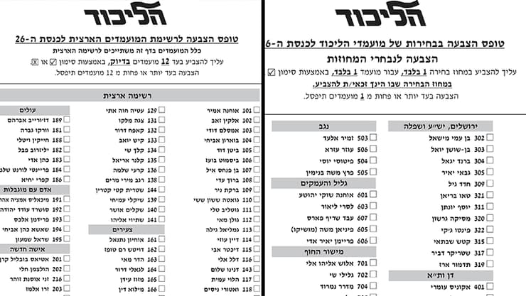 טופס הצבעה מחוזות טופס הצבעה מחוזות