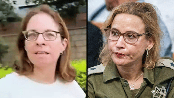 הפצ"רית, מול האישה שתועדה בערוץ 14 (צילום: שלו שלום, ערוץ 14) יפעת תומר-ירושלמי וטעות זיהוי הפצ"רית של ערוץ 14