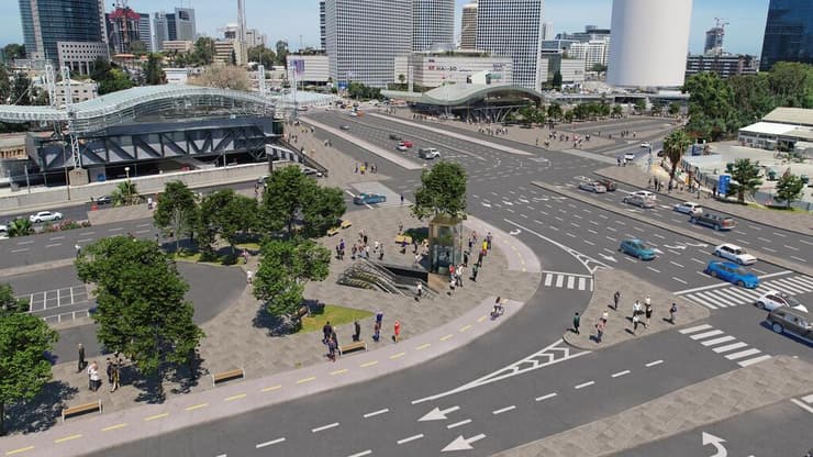 הדמיה של תחנת מטרו השלום בתל אביב (הדמיה: נת"ע) הדמיה של תחנת מטרו השלום בתל אביב