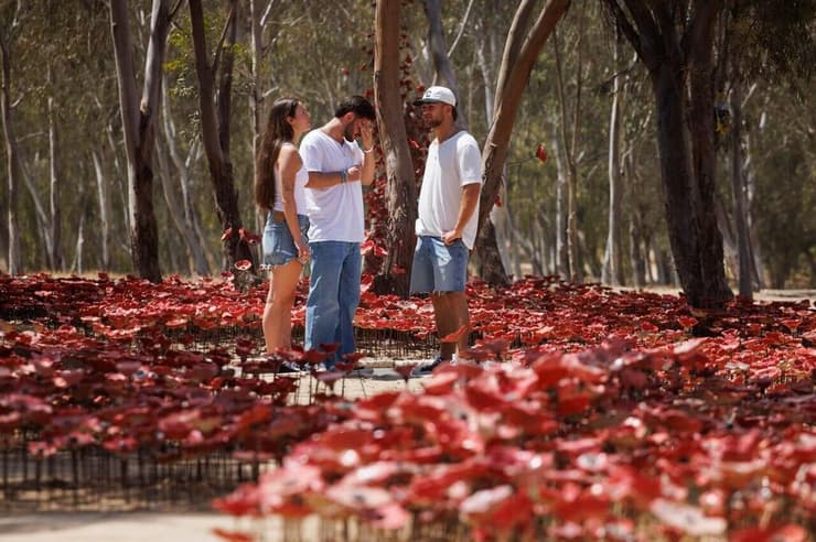 ביקור ראשון באתר הנובה עם החברים הטובים, האחים מיה ואיתי רגב שנחטפו יחד איתו (צילום: זיו קורן ) עומר שם טוב, שורד השבי, מוציא ספר חדש