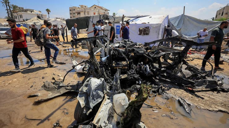 זירת התקיפות (צילום: REUTERS/Dawoud Abu Alkas) תקיפות במרחב העיר עזה ברצועה