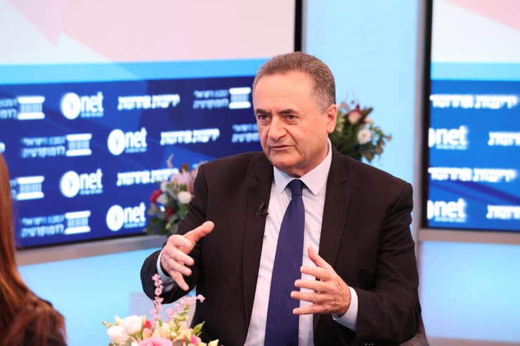 כ"ץ בוועידה, הבוקר: "טראמפ הקפיא את ההגירה מעזה" (צילום: יריב כץ) ישראל כ"ץ בועידת זמן הכרעה