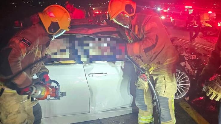 זירת התאונה הקשה בגלבוע (צילום: כבאות והצלה לישראל) תאונת דרכים עם שני הרוגים בכביש 675