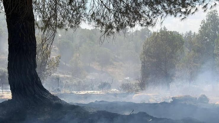 כיבוי השריפה סמוך ליישוב גבעות למעלה מעשרה כיבוי השריפה סמוך ליישוב גבעות למעלה מעשרה