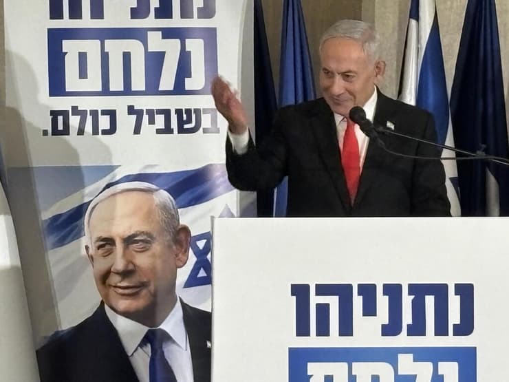 הצהרת ראש הממשלה בנימין נתניהו עם המשוריינים החדשים במפלגה (צילום: גיל יוחנן) הצהרת ראש הממשלה בנימין נתניהו עם המשוריינים החדשים במפלגה