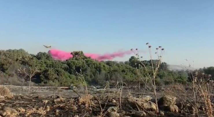  תיעוד: מטוב כיבוי מכבה שריפה שפרצה בשמורת הטבע תל דן