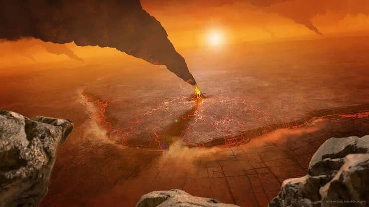 הדמיה של פעילות געשית בחצי הכדור הדרומי של כוכב הלכת נוגה