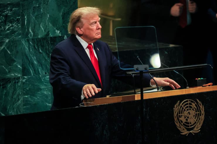 צילום: SPENCER PLATT / GETTY IMAGES NORTH AMERICA / AFP נשיא ארה"ב טראמפ בעצרת האו"ם