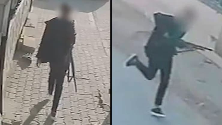 צועד לבית הספר עם הנשק הארוך ובורח חזרה בריצה. התיעוד מהבוקר בטורקיה טורקיה מסע ירי בית ספר תלמיד פתח באש